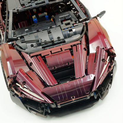Trilumity Motorized Building Block Set: 1:8 The Ultimate British Woking Hypercar | Black & Red Chameleon Paint Edition | Shipped in Original Gift Box