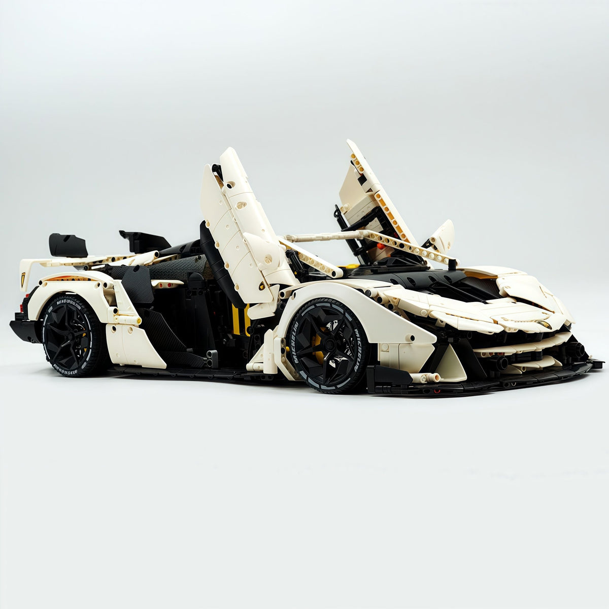 Trilumity Building Block Set: 1: 8 Sant'Agata V12 Farewell, White Goddess Version, Motorized Convertible Switch Mode, Full Vehicle Motorization