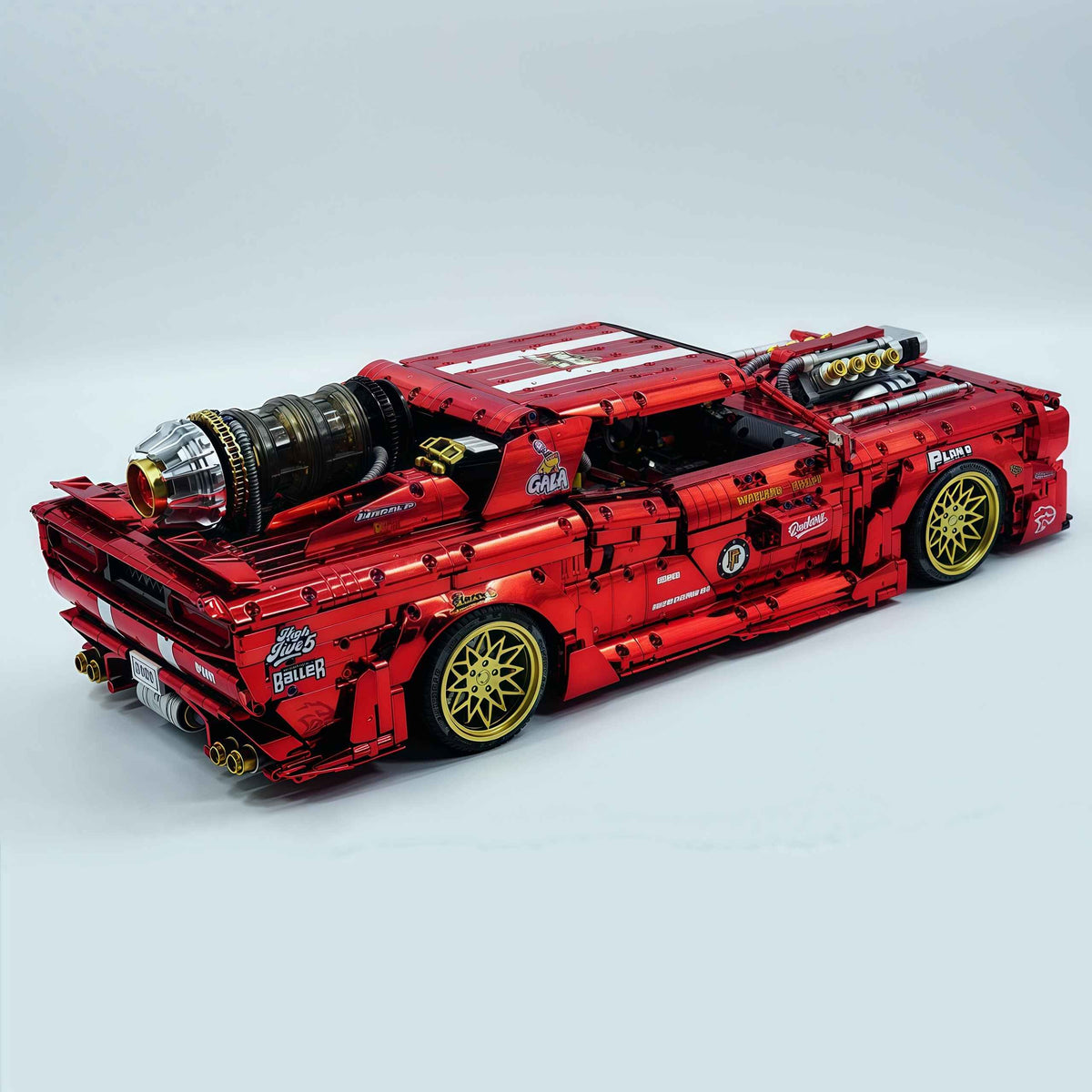 Trilumity Motorized Building Block Set: 1: 8 Dodge Challenger, Electroplating Mirror Red Customized Version (3751-Piece)