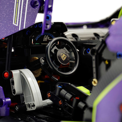 Trilumity Motorized Building Block Set: 1:8 Comet Purple Lamborghini Supercar with Remote Control – Electric Features, V10 Engine, and Custom Starry