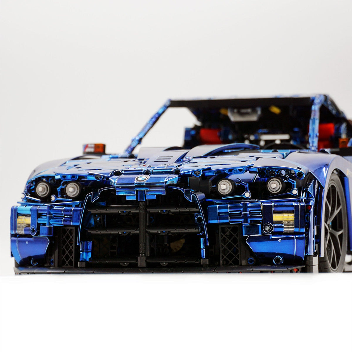Trilumity Motorized Building Block Set: 1: 8 BMW M4 GT3 Building Set, Fully Detailed Simulation, Electric Sapphire Blue Custom Edition (4556Piece)
