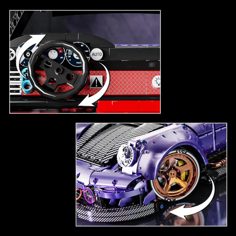 Trilumity Motorized Building Block Set: The Ultimate Widebody Porsche 964 RWB, Widebody German Coupe (3950-Piece)