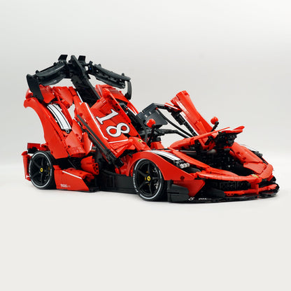 Trilumity LaFerrari FXXK EVO Custom Modified, Classic Red Building Block Set, 1:8 Scale, Remote Control, 4,739-Piece
