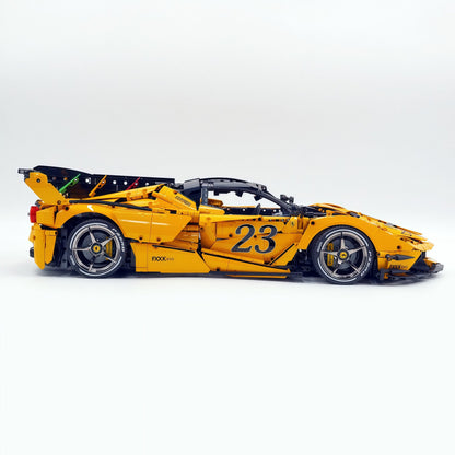 Trilumity Motorized Building Block Set: 1:8 The Ultimate Italian Hybrid Hypercar Evo | Baked Enamel Yellow Paint Italian Flagship (4058+-Piece)