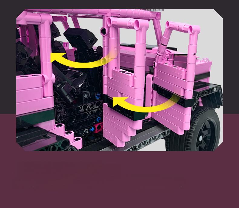 Trilumity Building Block Set: 1:8 Pink Mercedes-Benz G800 4×4 Squared Brabus (2687+Piece)