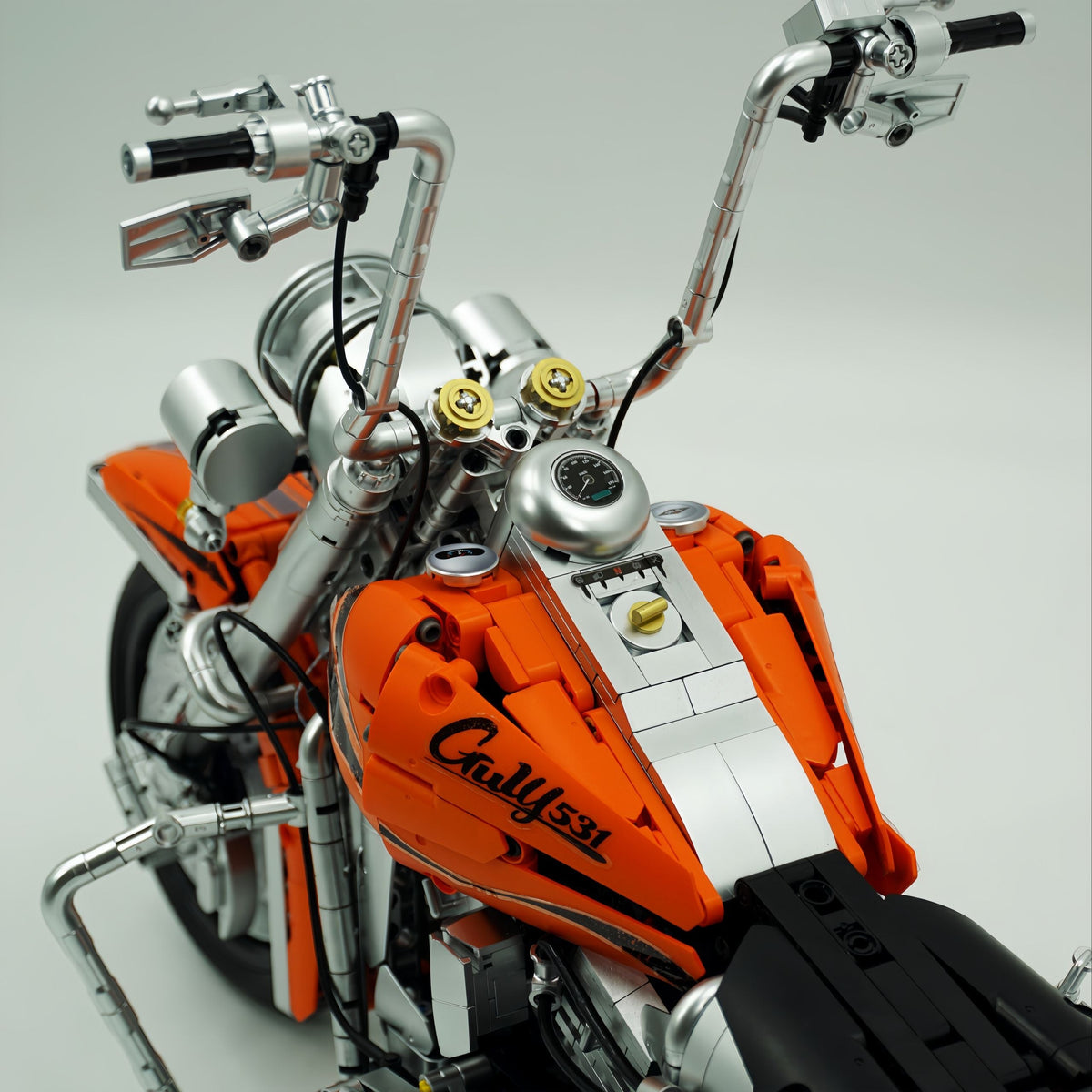 Trilumity Harley Heuer Fat Boy, Electroplating Body Building Block Set, 1:5 Scale, 2,392-Piece
