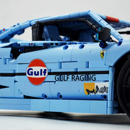 Trilumity Building Block Set: 1:8 The Ultimate 80s Turbo Icon Supercar, Gulf Blue Custom Edition (4026-Piece)