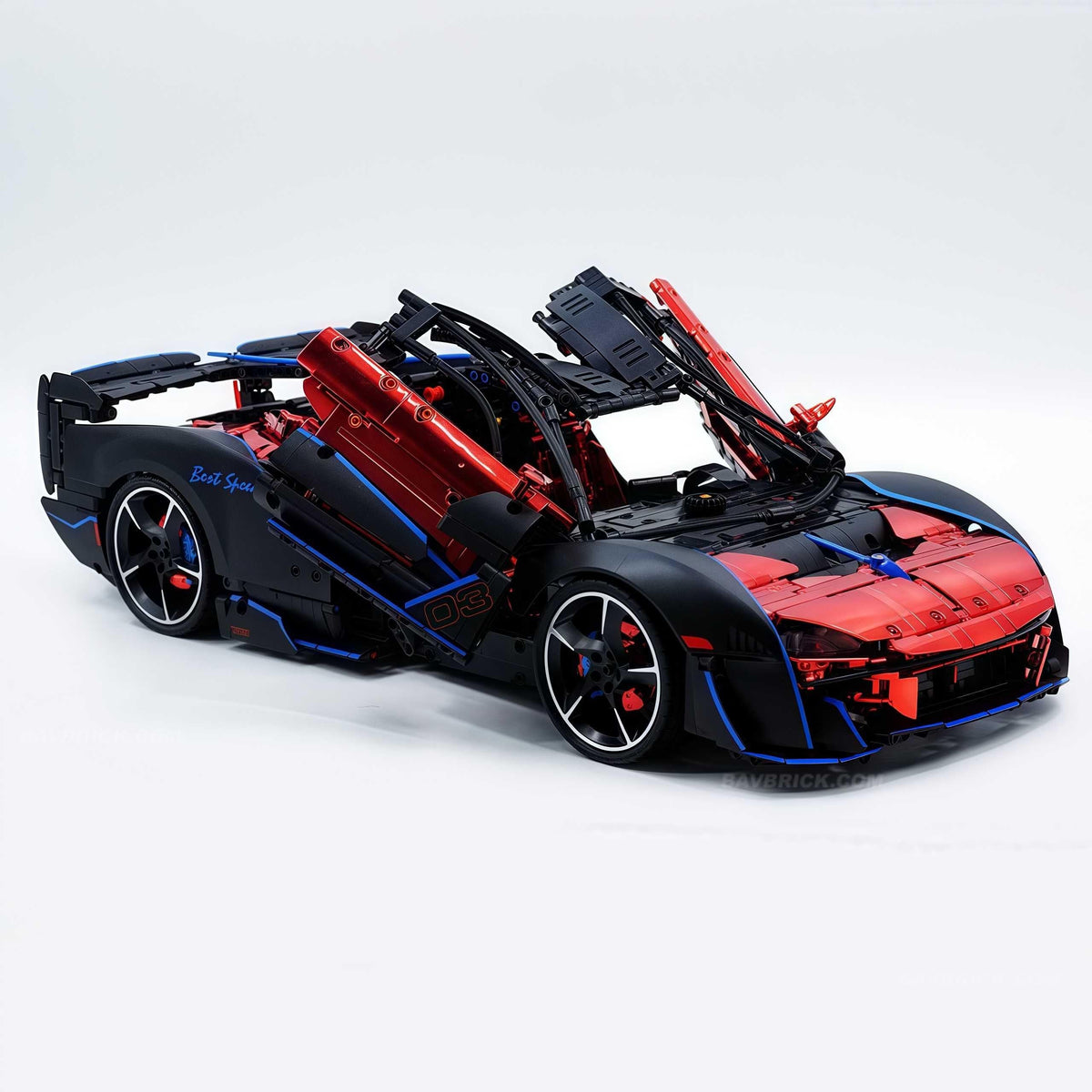 Trilumity Motorized Building Block Set: 1: 8 Woking Hypercar Track Focus, Aerodynamic Brilliance, Mirror Customized Edition (3862-Piece)
