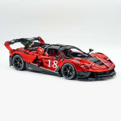 Trilumity Motorized Building Block Set: 1:8 The Ultimate Italian Hybrid Hypercar Evo | Pearl Red Painting Italian Flagship (4058Piece)