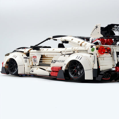 Trilumity Motorized Building Block Set: 1:8 Nissan GT-R R35 Widebody Edition | White Beast | 3939+-Piece