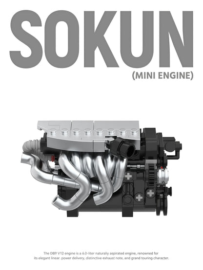 Trilumity Building Block Set: Aston Martin Db9 V12 Engine | Home Decor (375-Piece)