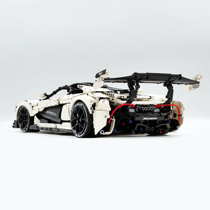 Trilumity Motorized Building Block Set: 1: 8 British Hybrid Hypercar White Goddess Supercar Building Sets with Remote Control, Electric lift tail