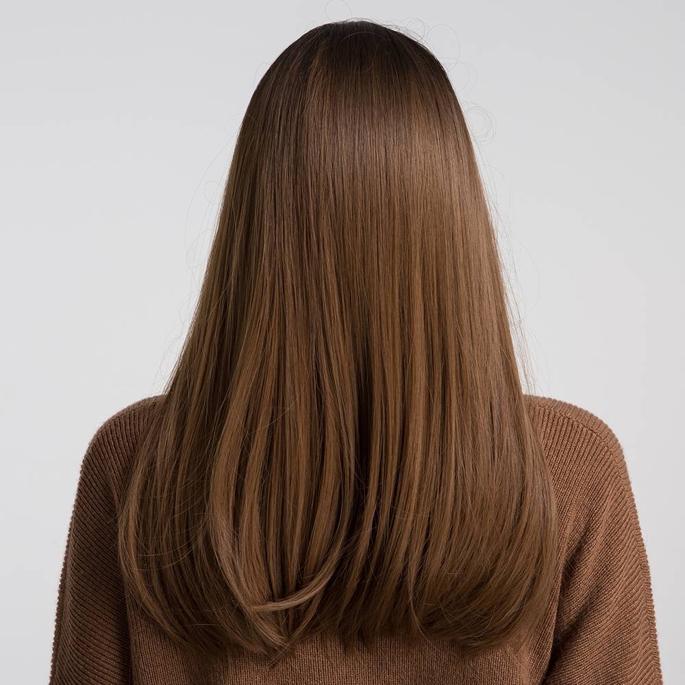 Trilumity Straight Wig with Bangs in Black, back view