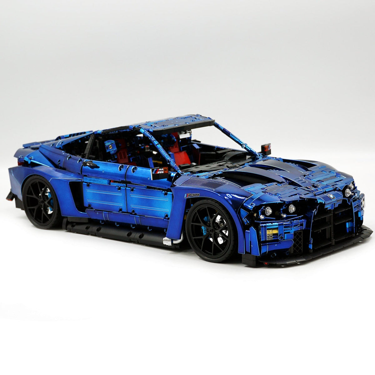 Trilumity Motorized Building Block Set: 1: 8 BMW M4 GT3 Building Set, Fully Detailed Simulation, Electric Sapphire Blue Custom Edition (4556Piece)