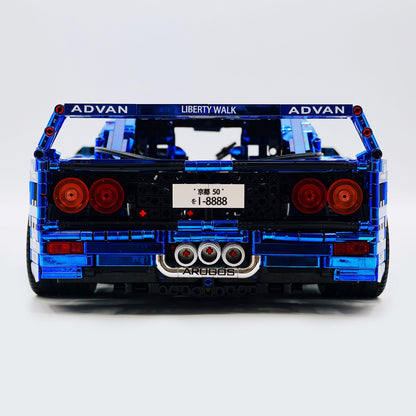 Trilumity Building Block Set: 1:8 The Ultimate 80s Turbo Icon Supercar | Lb Style Electroplated Mirror Royal Blue Edition (4026-Piece)