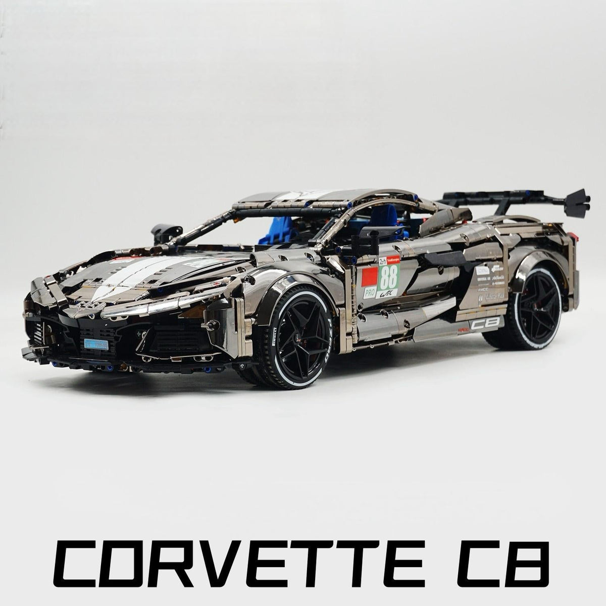 Trilumity Building Block Set: 1: 8 Corvette C8 Supercar Building Sets, Mirror electroplating Customized Edition (3788-Piece)