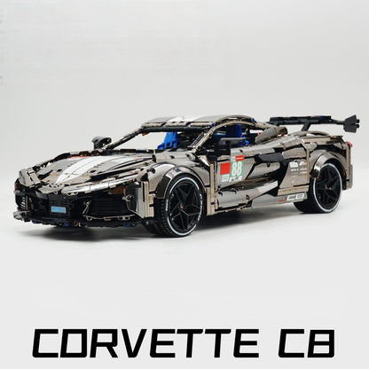 Trilumity Building Block Set: 1: 8 Corvette C8 Supercar Building Sets, Mirror electroplating Customized Edition (3788-Piece)