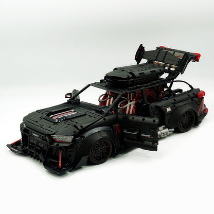 Trilumity Motorized Building Block Set: 1:8 Audi Rs6 Quattro Widebody Wagon | Matte Black Power | 4189+-Piece