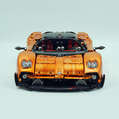 Trilumity Building Block Set: 1:8 The Ultimate Pagani Utopia Supercar | Customized Orange Gold V12 Italian Exotic (3314Piece)
