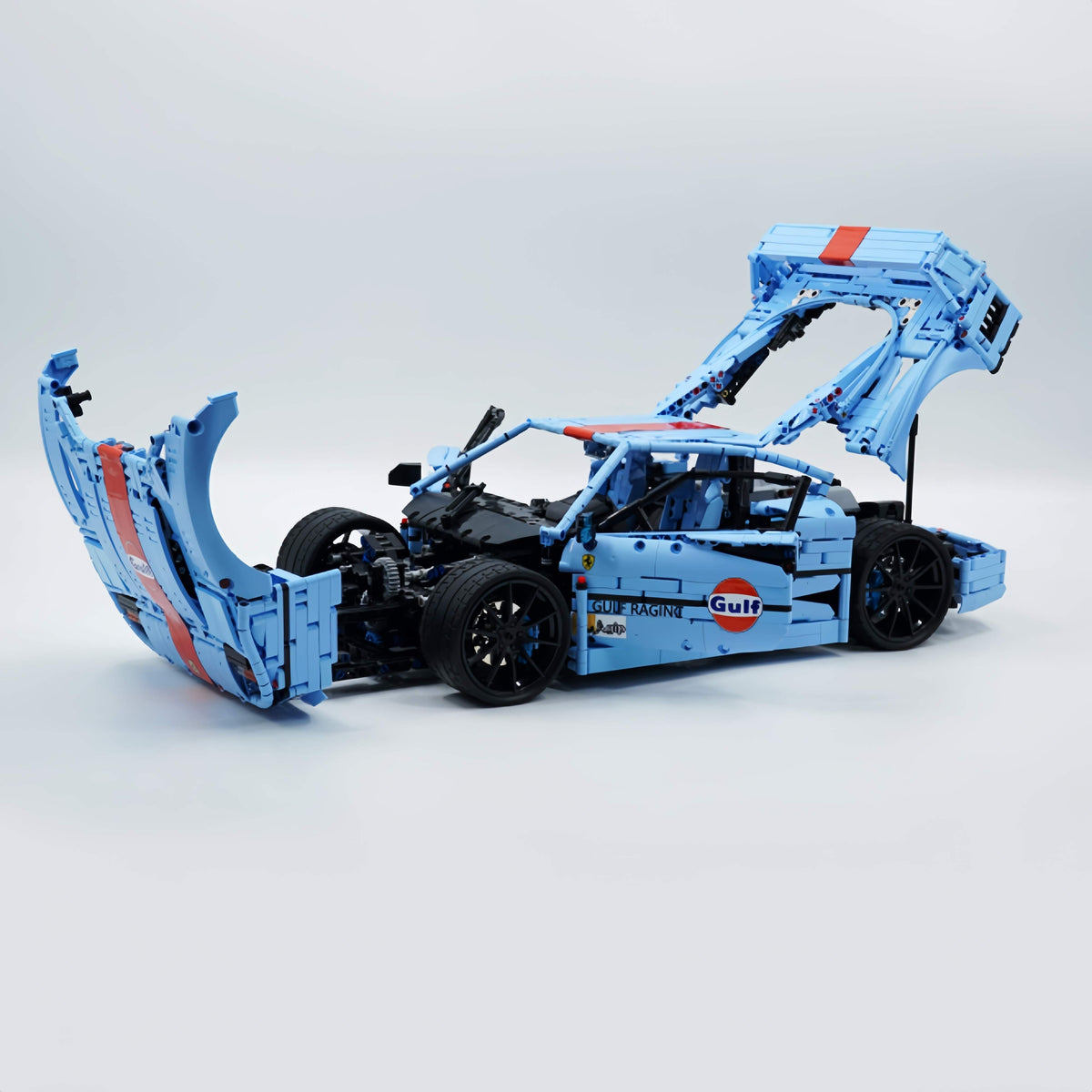 Trilumity Building Block Set: 1:8 The Ultimate 80s Turbo Icon Supercar, Gulf Blue Custom Edition (4026-Piece)