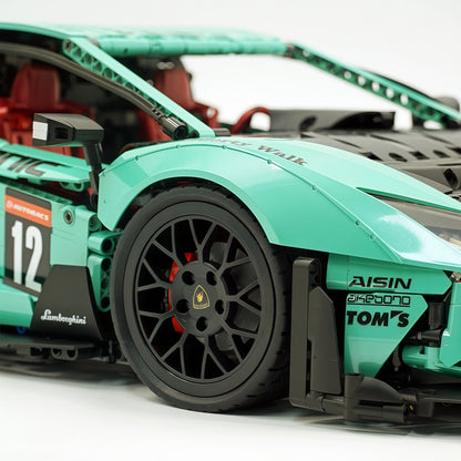 Trilumity Building Block Set: 1:8 Lamborghini Aventador Svj Lbwk | Baked Enamel Mint Green Limited Bull Widebody Supercar (4990+-Piece)