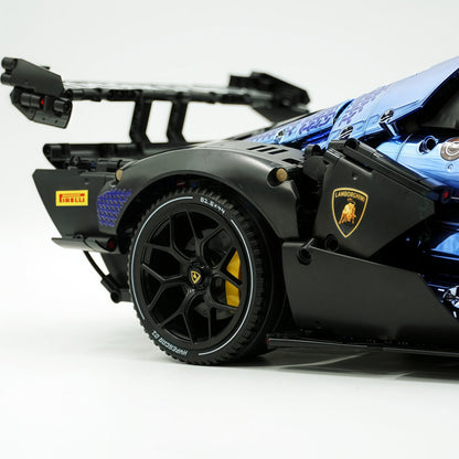 Trilumity Building Block Set: 1: 8 The Ultimate Lamborghini Essenza Scv12, Mirror Blue Plated Limited Edition (4100+Piece)