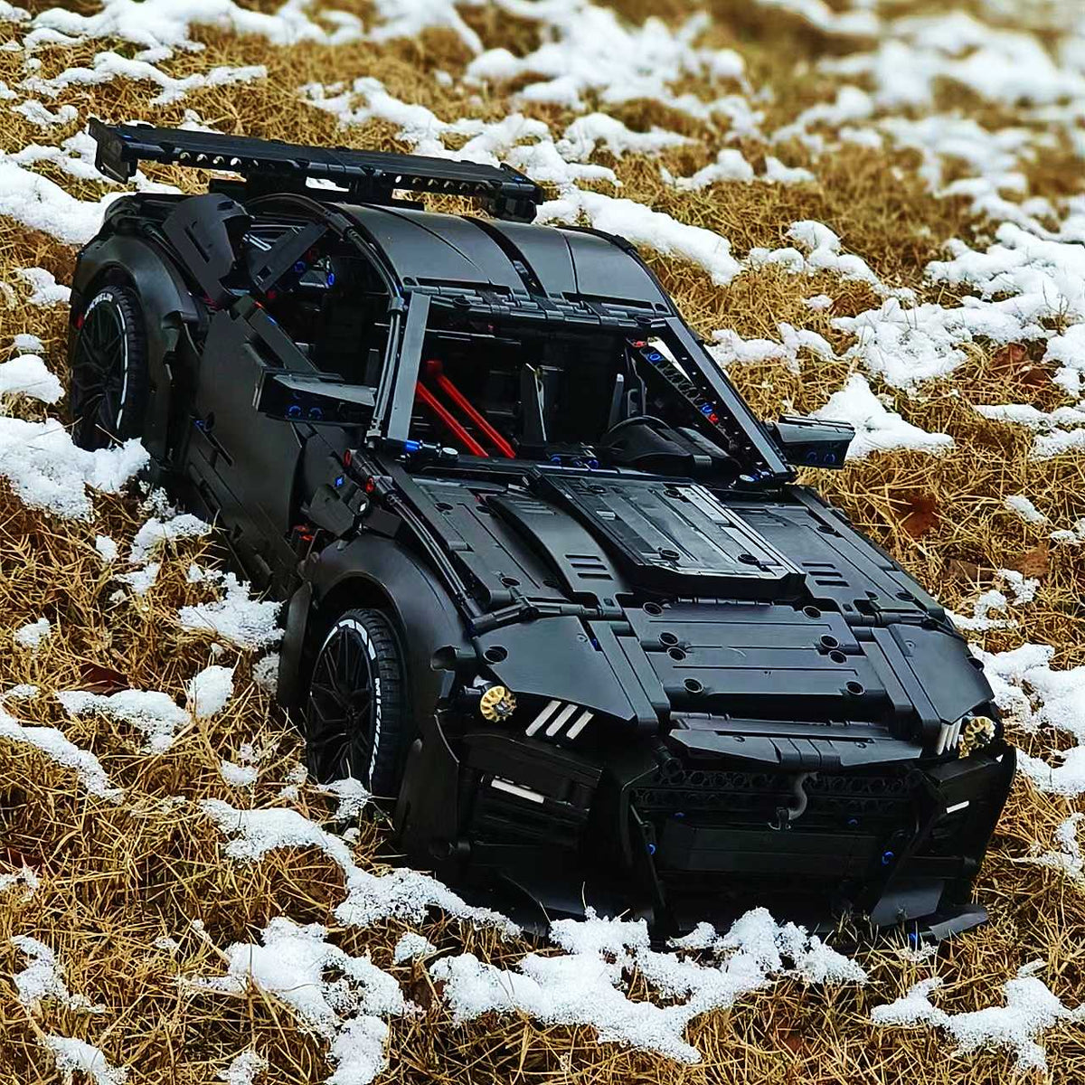 Trilumity Building Block Set: 1: 8 Ford Shelby Gt500, Matte Black Customized Version (3400Piece)