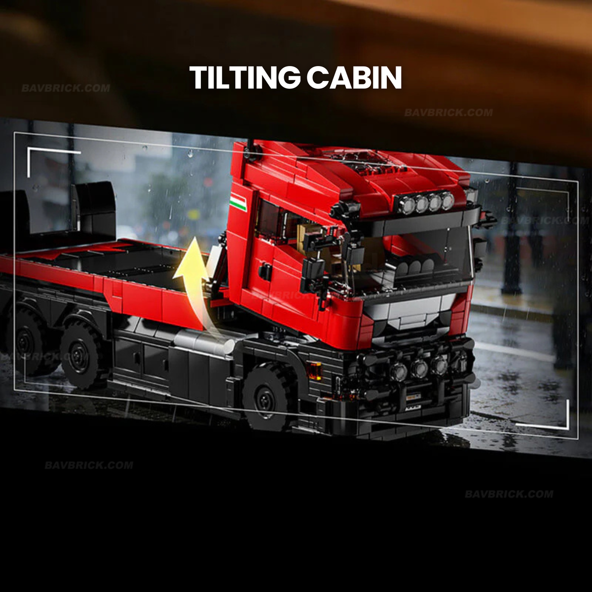 Trilumity Building Block Set: 1:24 Red Italian Hypercar & Scania Trailer Set (1728Piece)