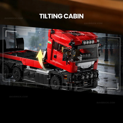 Trilumity Building Block Set: 1:24 Red Italian Hypercar & Scania Trailer Set (1728Piece)