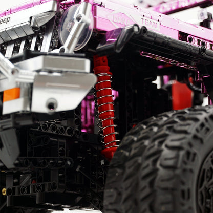 Trilumity Jeep Wrangler Off-Road Electroplating Pink Limited Edition Building Block Set, 1:6 Scale, Remote Control, 2,121-Piece