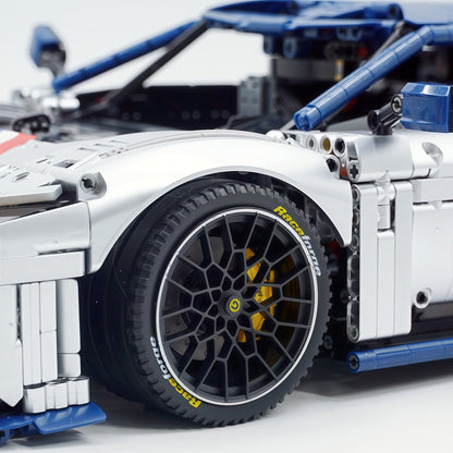 Trilumity Building Block Set: 1:8 The Ultimate 2025 Hybrid Hypercar | Remote Controlled V6 Prancing Horse Hypercar | Silver Limited Edition