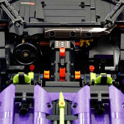 Trilumity Motorized Building Block Set: 1:8 Comet Purple Lamborghini Supercar with Remote Control – Electric Features, V10 Engine, and Custom Starry