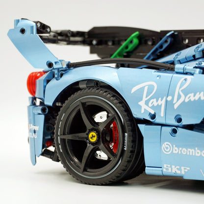 Trilumity Motorized Building Block Set: 1:8 The Ultimate Italian Hybrid Hypercar Evo | Customized Electroplating Tiffany Blue Italian Exotic