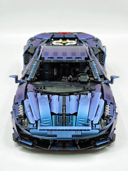 Trilumity Motorized Building Block Set: 1:8 The Ultimate Maranello V8 GT Supercar, GTR-style widebody kit and large rear wing (3237-Piece)