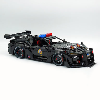 Trilumity Building Block Set: 1:8 American Muscle Police Car Pearlescent Black Limited Edition | The Ultimate RC Collector’s Item (3975-Piece)