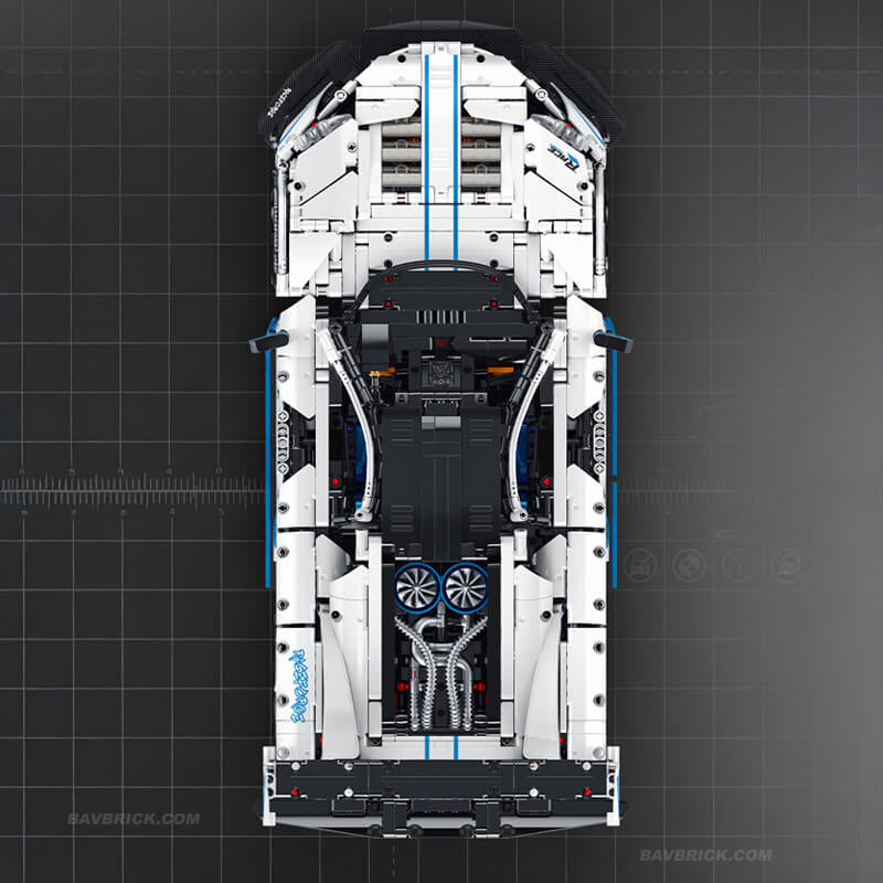 Trilumity Motorized Building Block Set: 1:10 Drifting Edition British Hybrid Hypercar | Remote-Controlled British Supercar | Metallic White Paint