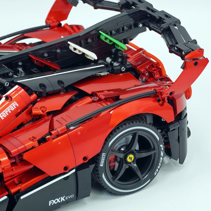 Trilumity Motorized Building Block Set: 1:8 The Ultimate Italian Hybrid Hypercar Evo | Pearl Red Painting Italian Flagship (4058Piece)