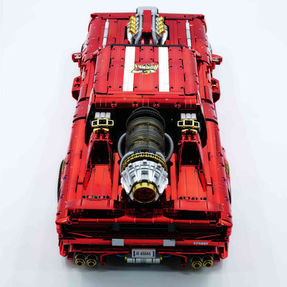 Trilumity Motorized Building Block Set: 1: 8 Dodge Challenger, Electroplating Mirror Red Customized Version (3751-Piece)