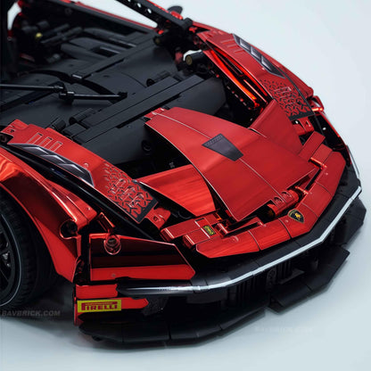 Trilumity Building Block Set: 1: 8 The Ultimate Italian Track-Only V12 Hypercar, Mirror Red Plated Limited Edition (4100+Piece)