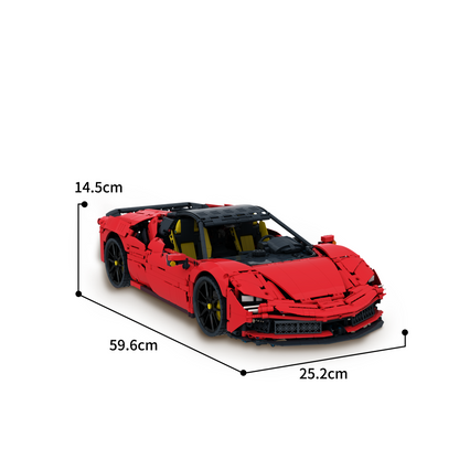 Trilumity Building Block Set: 1:8 Ferrari Sf90 Hypercar | Mechanical Linkage Version (3797-Piece)