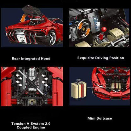 Trilumity Building Block Set: 1:8 Italian Bull Centenary Edition | Red Special Edition (3874-Piece)