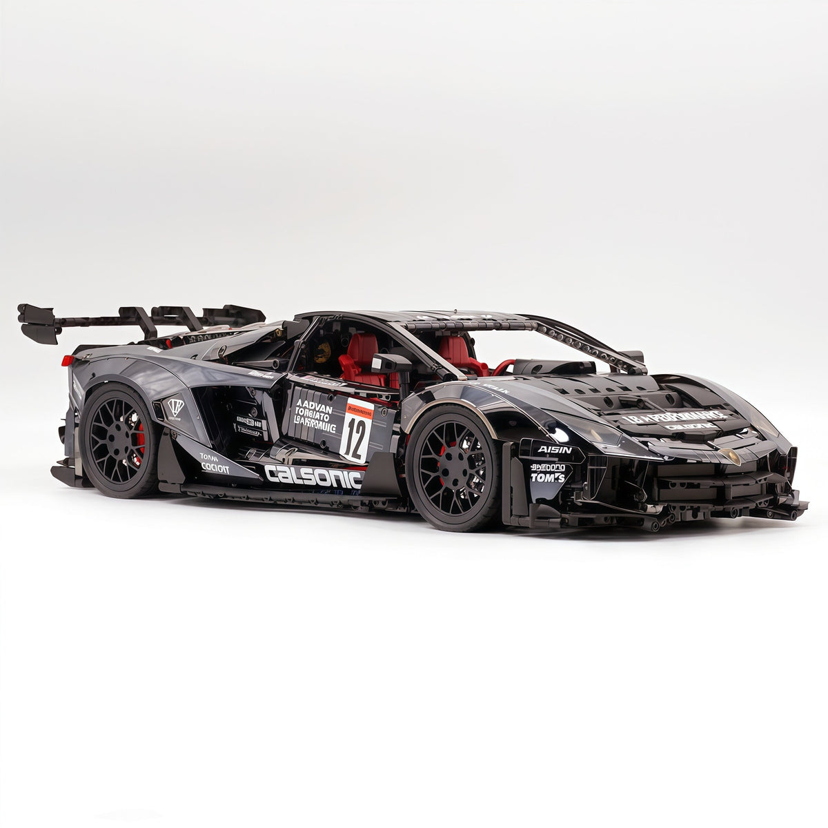 Trilumity Building Block Set: 1:8 Lamborghini Aventador Svj Lbwk | Electroplated Black Custom Bull Widebody Supercar