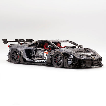 Trilumity Building Block Set: 1:8 Lamborghini Aventador Svj Lbwk | Electroplated Black Custom Bull Widebody Supercar