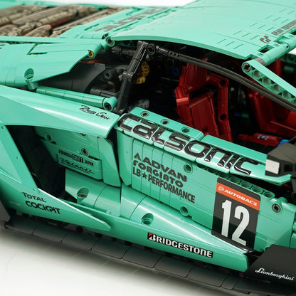 Trilumity Building Block Set: 1:8 Lamborghini Aventador Svj Lbwk | Baked Enamel Mint Green Limited Bull Widebody Supercar (4990+-Piece)