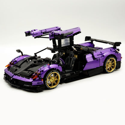 Trilumity Building Block Set: 1: 8 Pagani Huayra Bc Violet Paint finish Customized Ultimate Edition (4708-Piece)