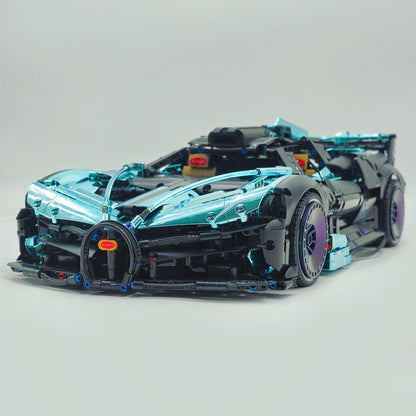 Trilumity Bugatti Bolide W16, Electroplating Lake Blue Customized Version Building Block Set, 1:8 Scale, Remote Control, 3,588-Piece
