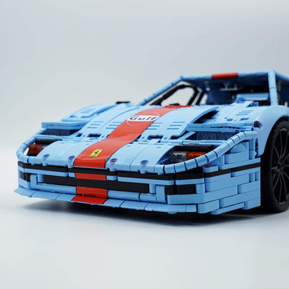Trilumity Building Block Set: 1:8 The Ultimate 80s Turbo Icon Supercar, Gulf Blue Custom Edition (4026-Piece)