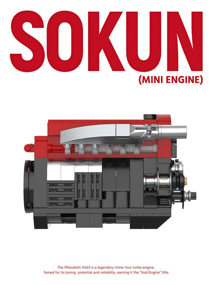 Trilumity Building Block Set: Mitsubishi Evo 4G63 Engine | Home Decor (216Piece)