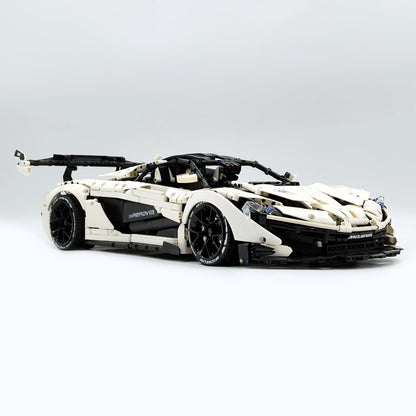 Trilumity Motorized Building Block Set: 1: 8 British Hybrid Hypercar White Goddess Supercar Building Sets with Remote Control, Electric lift tail