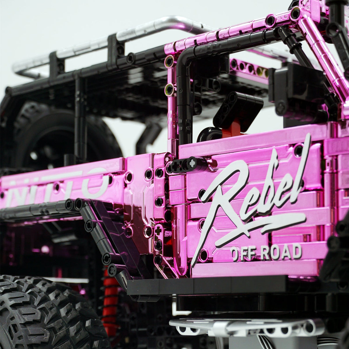 Trilumity Jeep Wrangler Off-Road Electroplating Pink Limited Edition Building Block Set, 1:6 Scale, Remote Control, 2,121-Piece